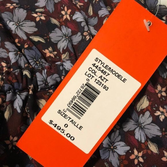 ML MONIQUE LHUILLIER Floral Print Maxi Sleeveless Dress 0 NWT Purple Multicolor - Picture 5 of 8